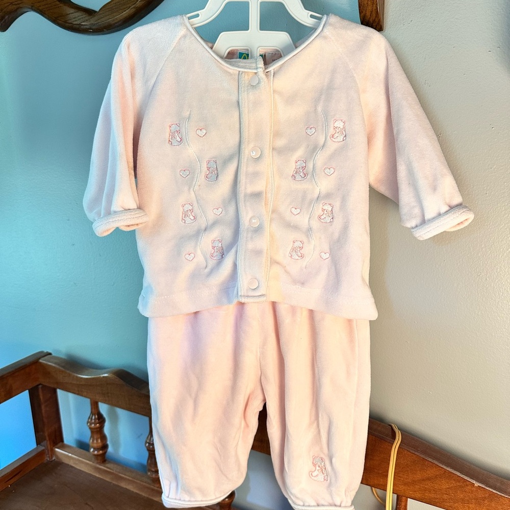 Charming Light Pink Kids Velvet Set
